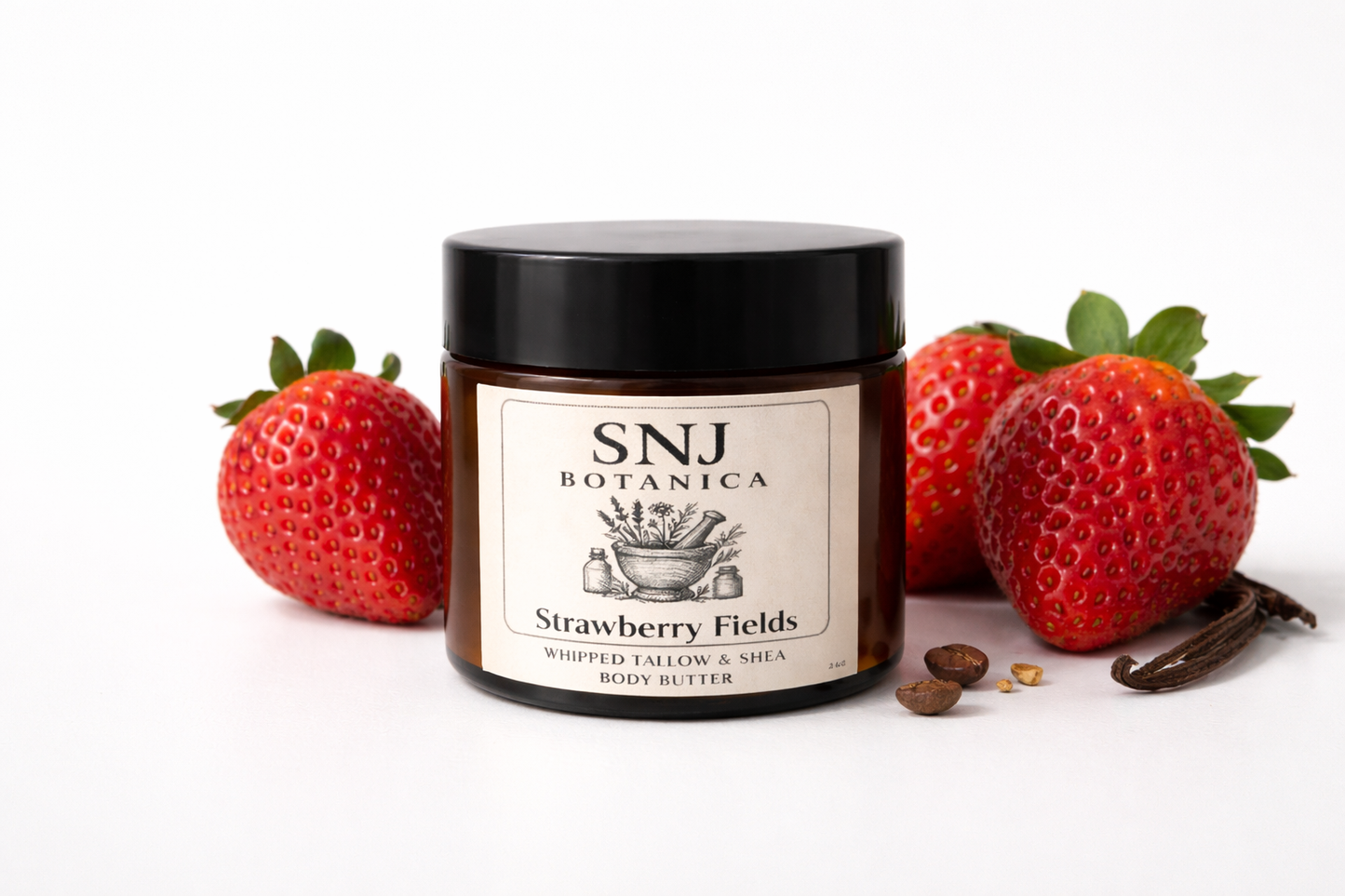 Strawberry Fields Whipped Body Butter -Tallow & Shea with Strawberries & Calendula| SNJ Botanica