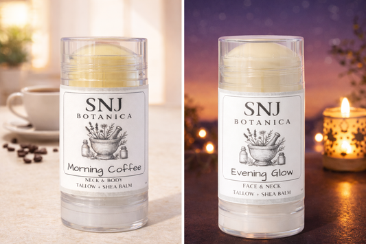 Daily Ritual Face & Neck Balm Duo- Tallow & Shea Balm | SNJ Botanica